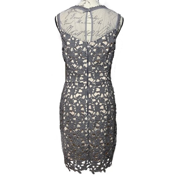 Beautiful Alya Taupe Lace Fitted Sleeveless Sheath Dress  Size L Gray - Picture 2 of 8
